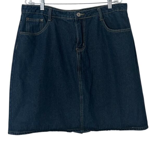 Chouyatou Women’s Denim Jean Mini Skirt Women's XL Blue Stretch Classic 5-Pocket - Picture 1 of 4
